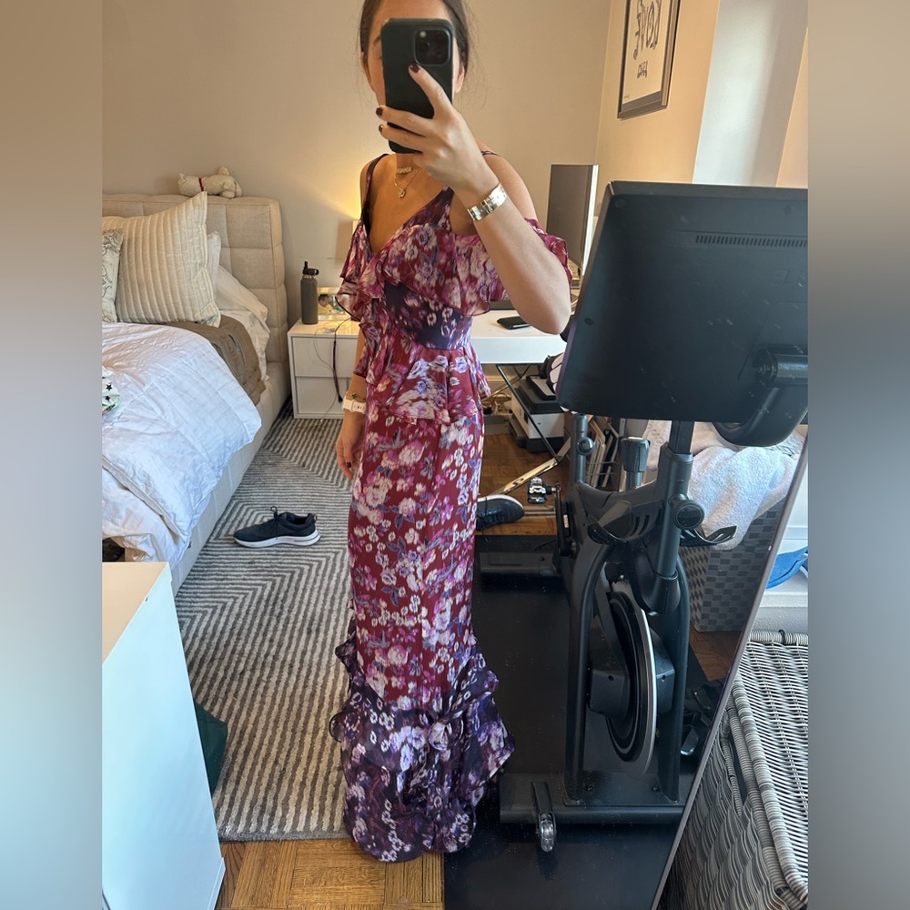AMUR MOIRA PURPLE FLORAL LONG GOWN SIZE 2